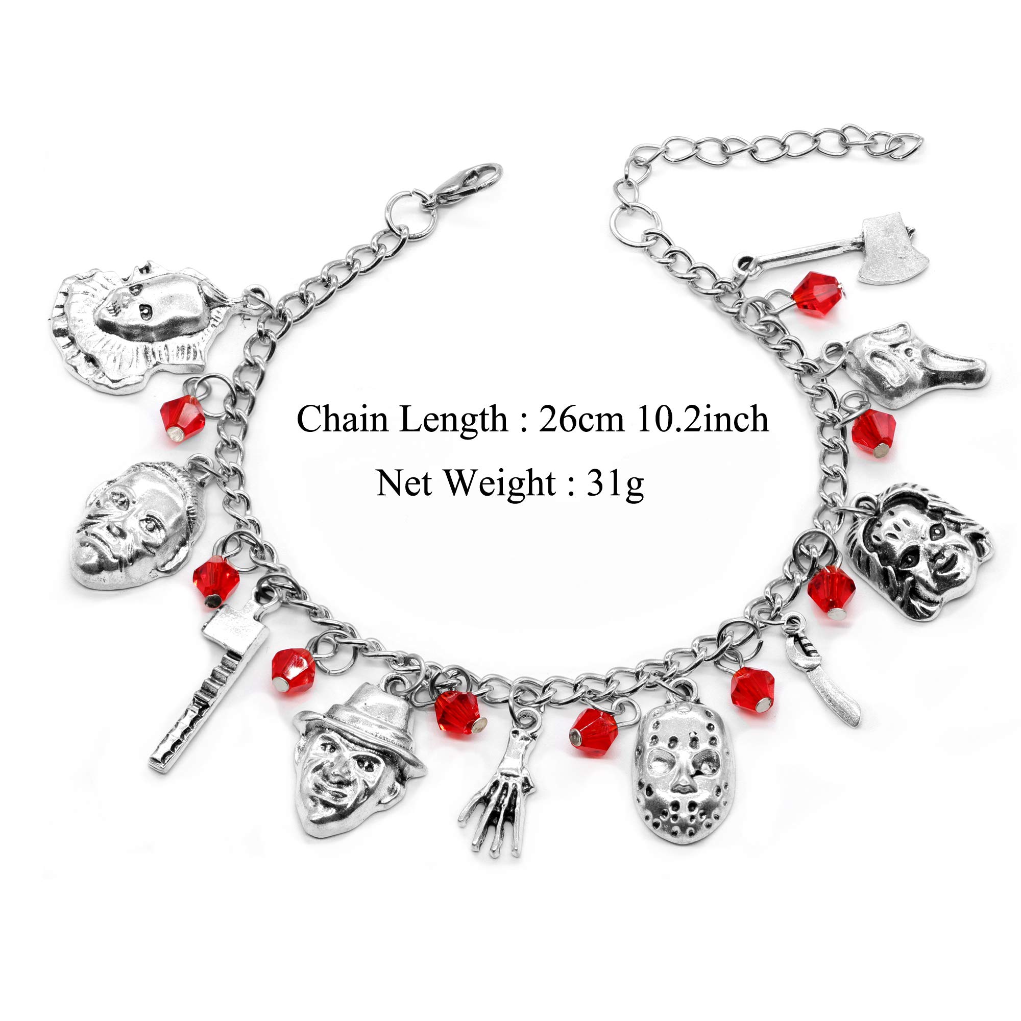 Horror Movie Charm Bracelet for Halloween - Scary Halloween Jewelry for Women & Kids, Perfect for Halloween Parties & Cosplay