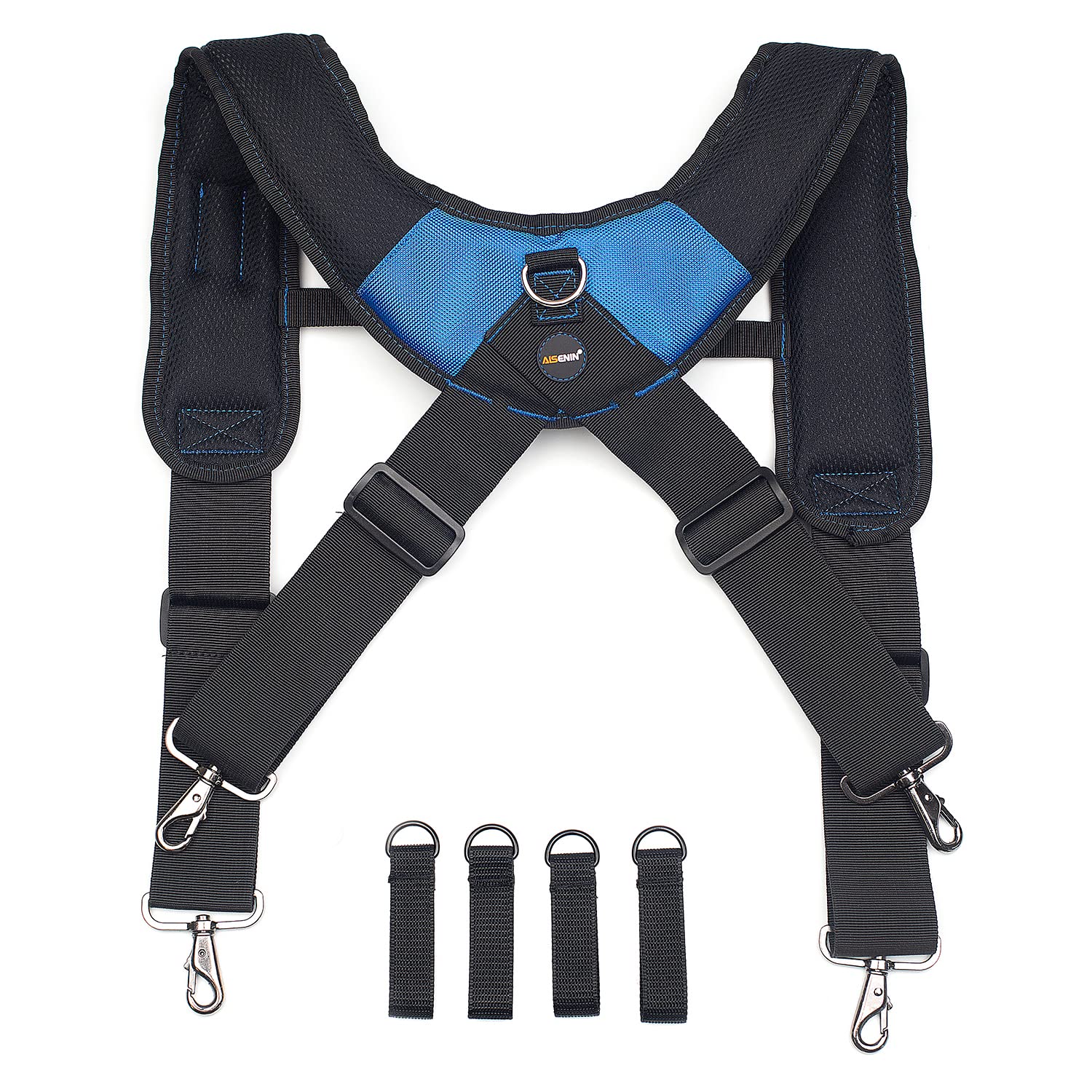 Magnetic Tool Belt Suspenders with Detachable Phone Holder & Pencil Pouch - Heavy Duty Work Belt for Construction, Carpentry & DIY Projects