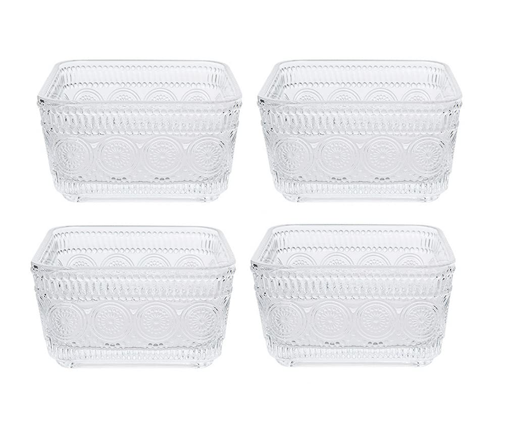 Mozacona 4-Piece Glass Dessert Bowls Set - Cereal Bowls, Ice Cream Bowls & Sauce Dishes - Shatterproof & Stylish for Parties, Snacking & Entertaining