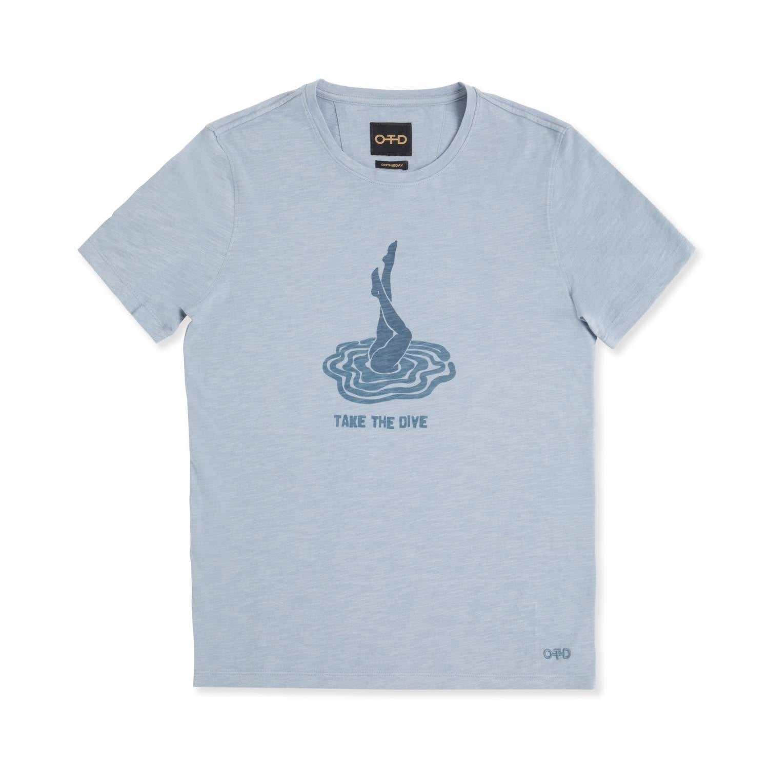 Powder Blue Graphic Short Sleeve Knit Tee for Women - Casual Summer Tops & Streetwear Fashion