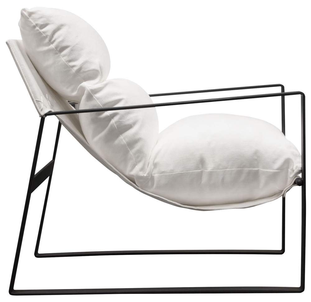 Diamond Sofa Miller Sling Accent Chair - White Linen Upholstered Modern Lounge Chair for Living Room, Bedroom & Office | Comfortable Seating for Home Decor