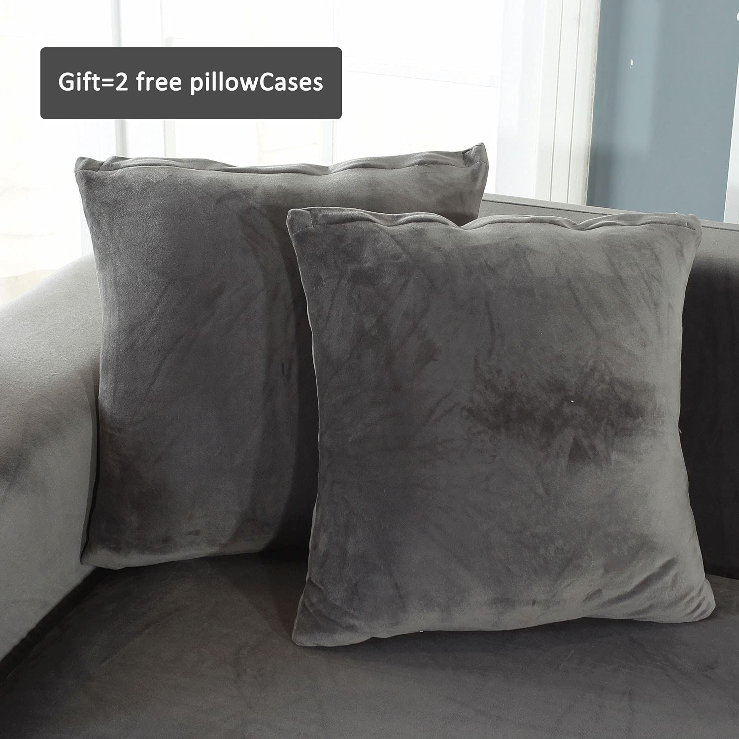 Stretch L-Shaped Sofa Slipcover for Sectional Couch - 3+5 Seat Gray Furniture Protector Cover for Pets, Kids & Living Room - Perfect for Pet Owners, Families & Home Decor