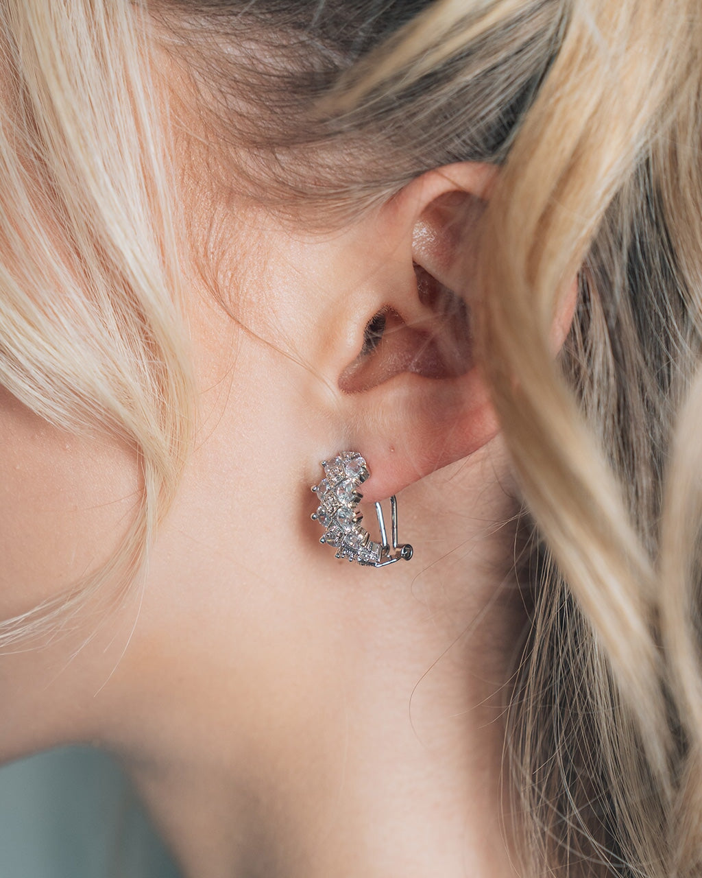 Lena CZ Hoop Earrings for Women - 925 Sterling Silver Cubic Zirconia Hanging Earrings - Perfect for Parties, Weddings & Everyday Wear