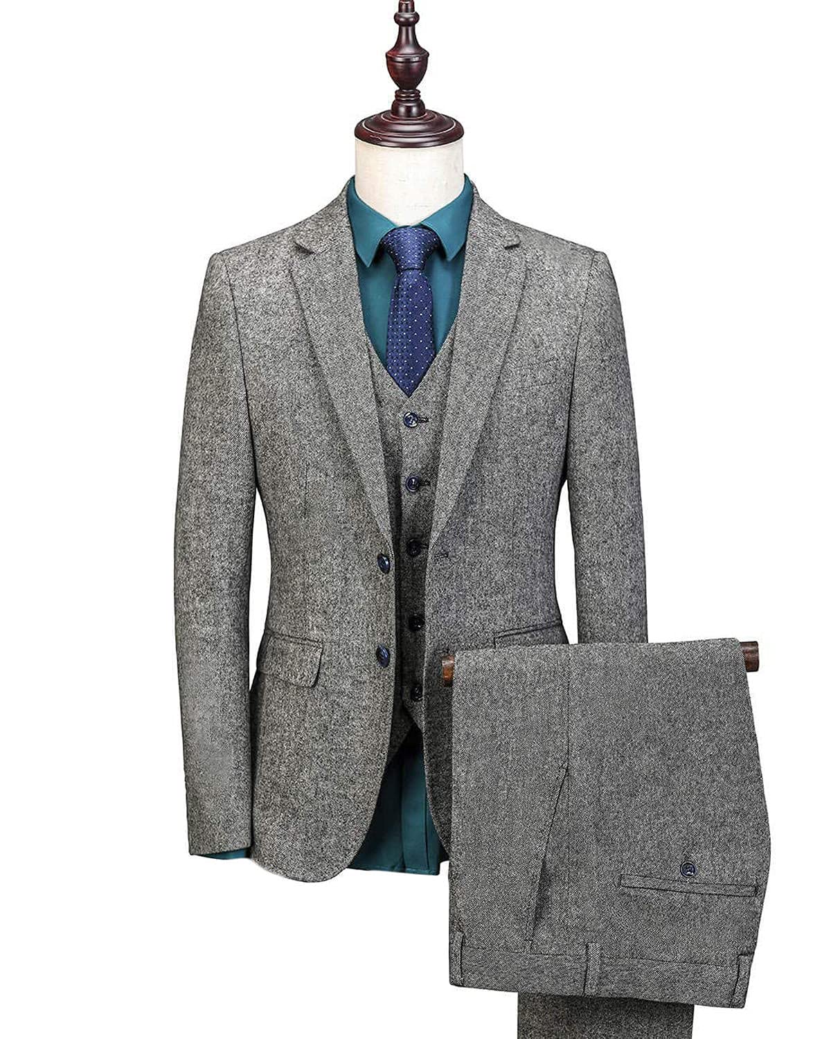 Wemaliyzd Men's 3-Piece Wool Business Suit - Single Breasted Vest & Separate Pants for Professional Office Wear, Interviews & Formal Events