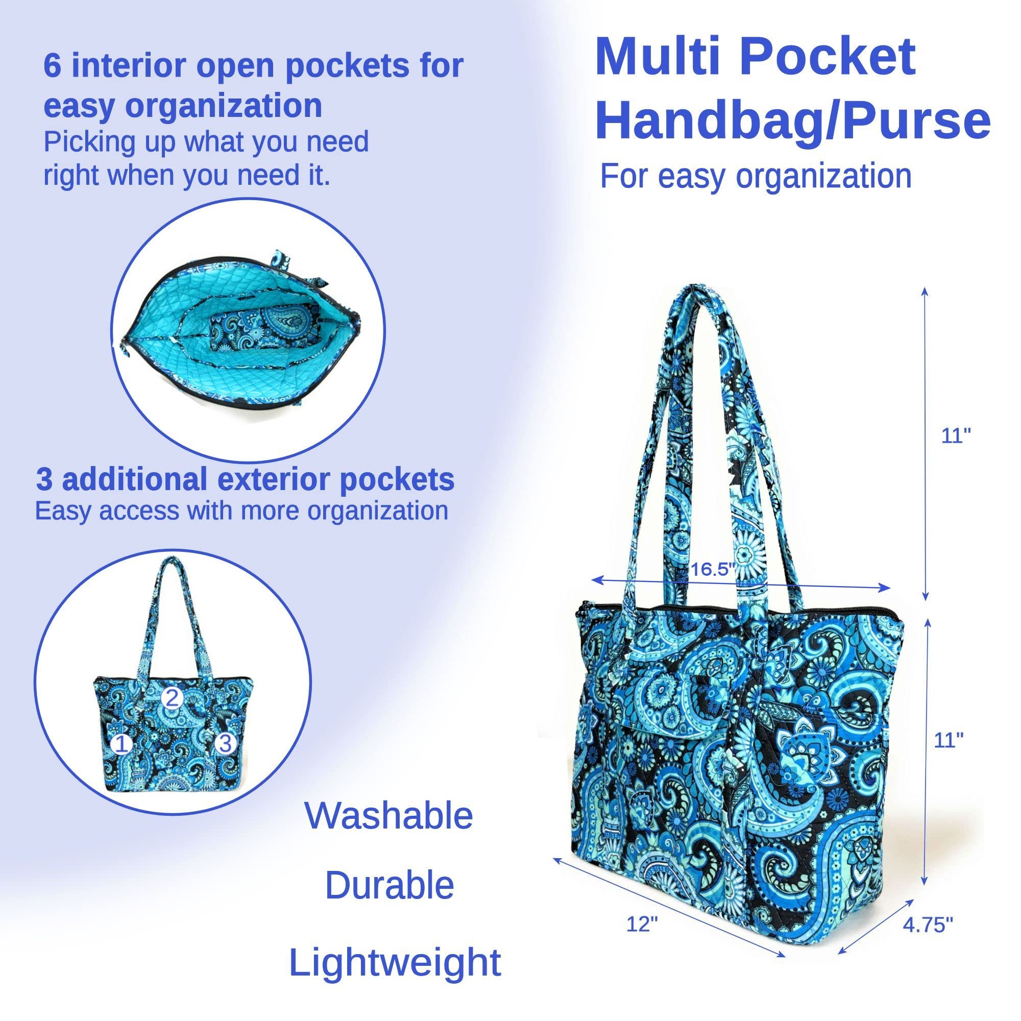 Quilted Handbag for Women - Stylish Shoulder Bag with Multiple Pockets - Perfect for Work, Travel and Everyday Use