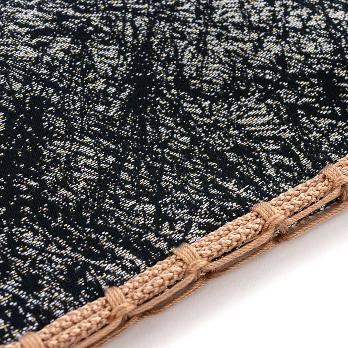 Nishijin Ori Small Drawstring Bag - Crumpled Silver & Black Pattern | Handmade in Kyoto Japan | Traditional Japanese Craft Purse for Coins, Jewelry & Gifts