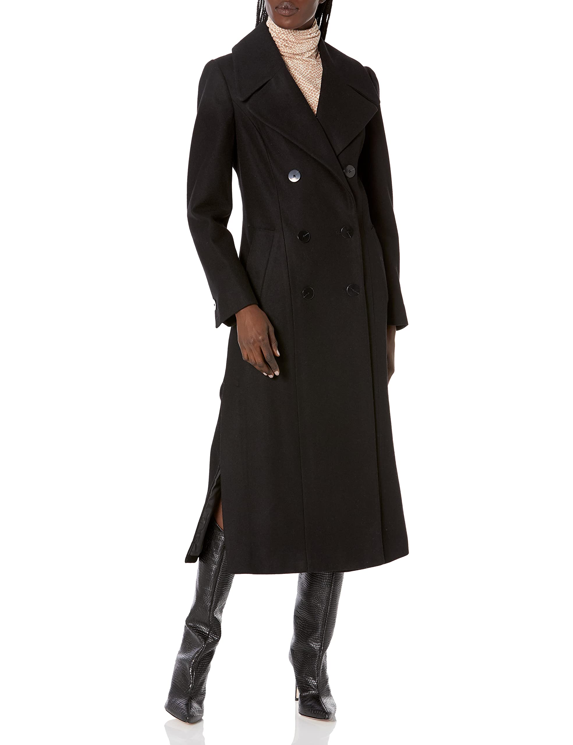 Kenneth Cole Women's Classic Double Breasted Wool Maxi Coat - Warm Winter Trench Coat for Women, Office & Formal Occasions