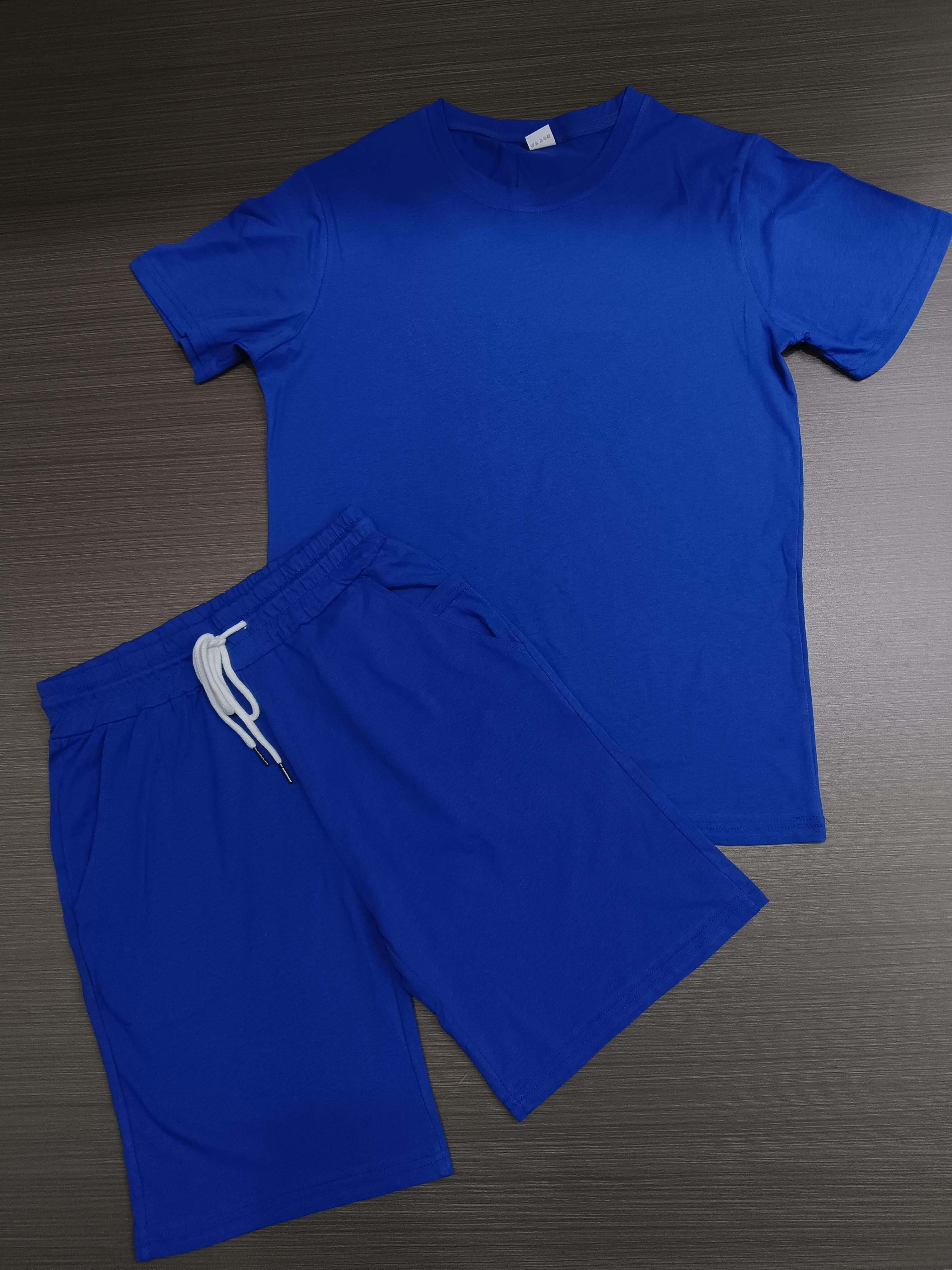 Men's Casual Short Sleeve T-Shirt & Athletic Shorts Set - Comfortable Cotton Summer Outfit (XN4177) | Perfect for Gym, Running, Beach & Lounge Wear