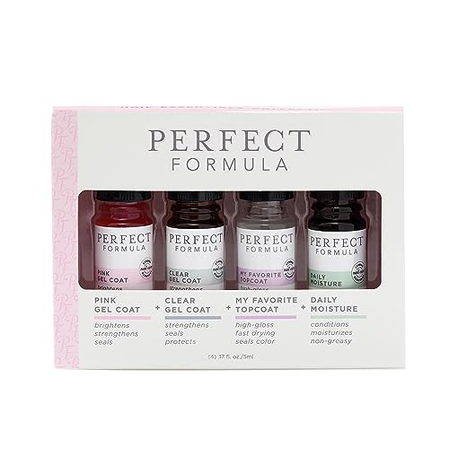 Perfect Formula Nail Essentials Collection - Keratin Nail Treatment for Stronger Nails - 4 Piece Manicure Set with Nail Strengthener - Ideal for Brittle Nails, Home Salon Care & Professional Nail Protection