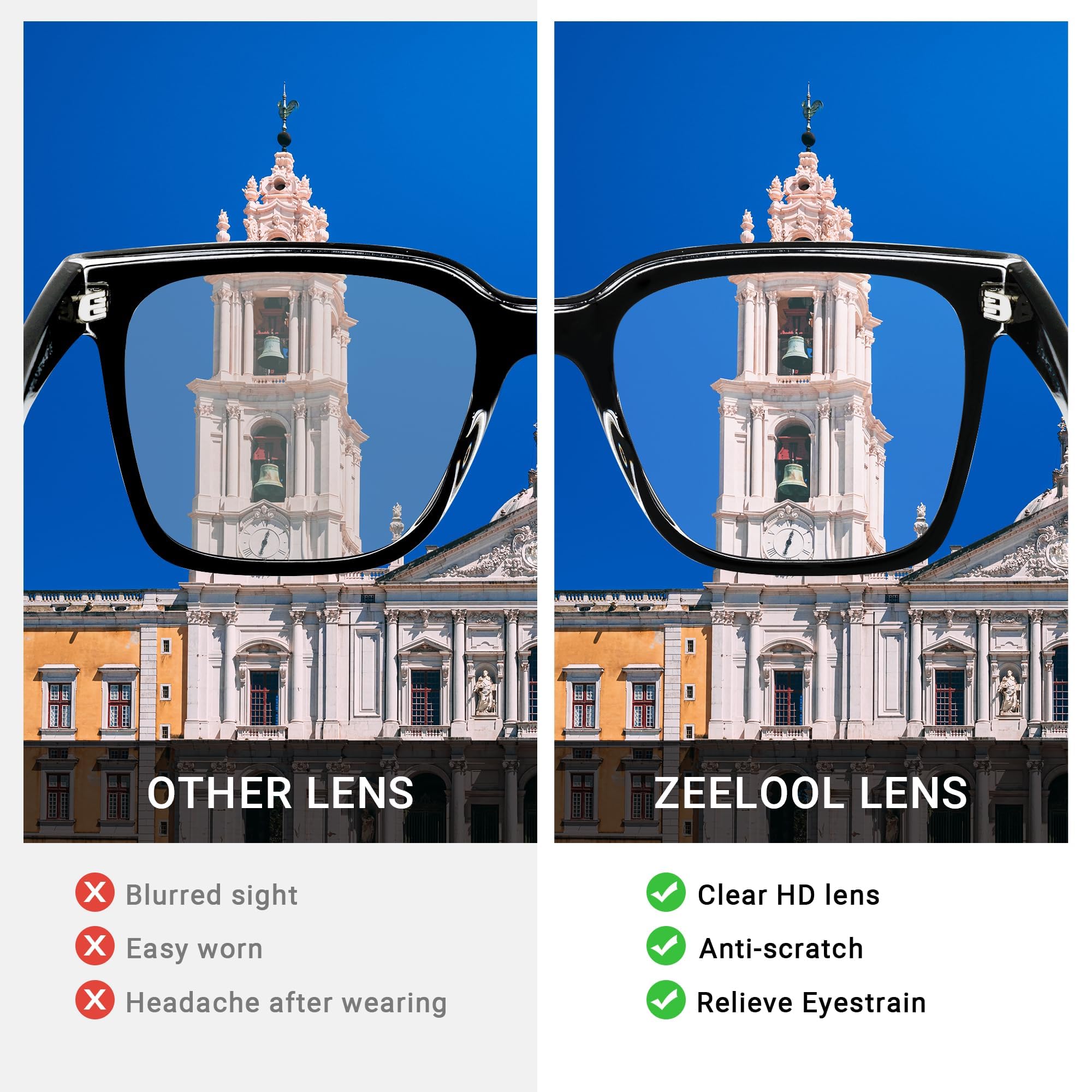 Zeelool Trendy Rectangle Blue Light Blocking Glasses for Women | TR90 Lightweight Eyewear | Malcolm VFT0269 Tortoise Frame with Clear Lens | Perfect for Office Work & Digital Screen Use