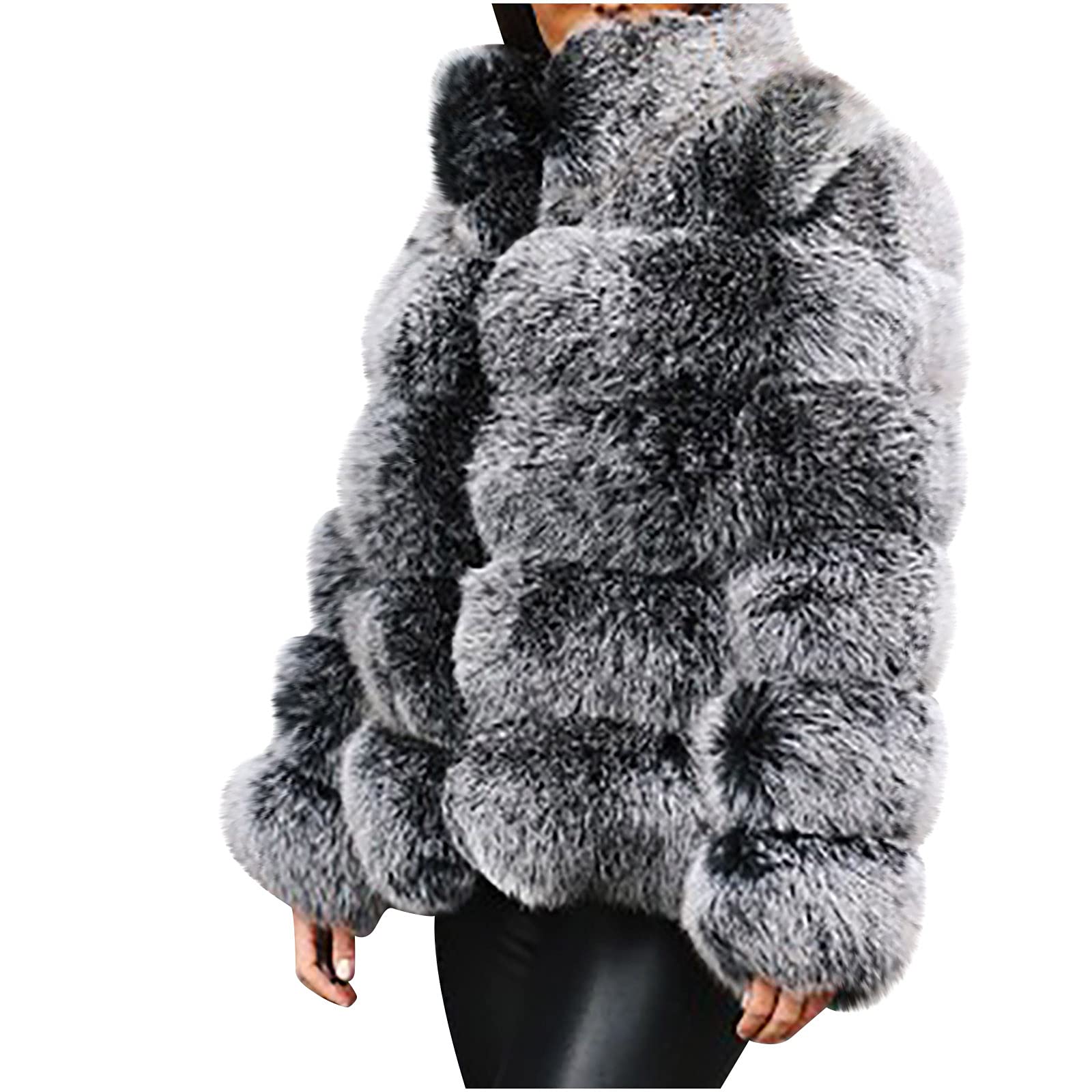 Women's Faux Fur Parka Jacket - Long Sleeve Winter Coat with Open Front Design, Warm Shaggy Cardigan for Cold Weather | Perfect for Snow Days, Outdoor Activities & Fashionable Winter Layering