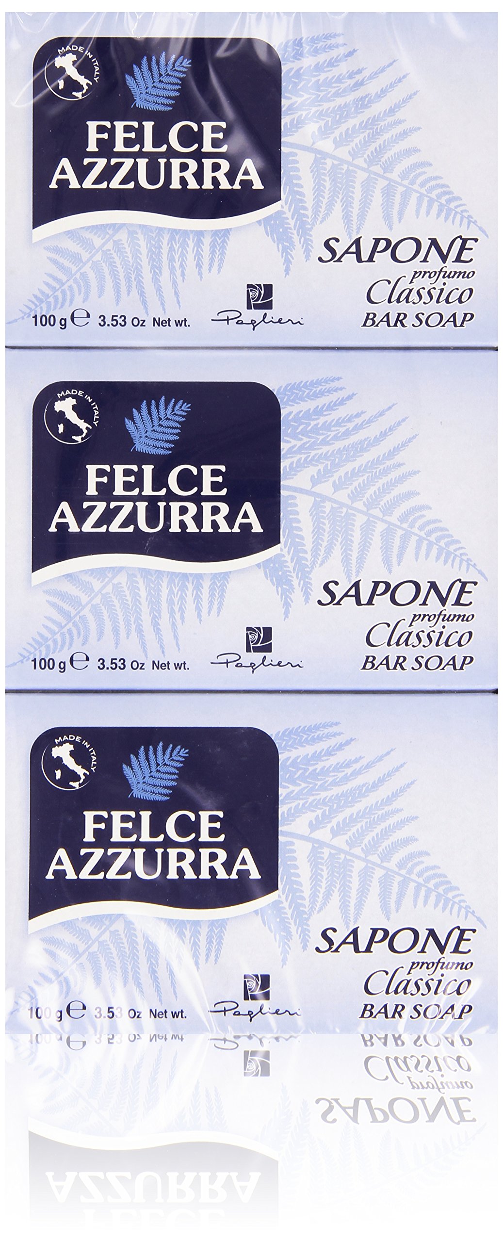 Felce Azzurra Classic Perfume Soap - 3 Pack (100g Each) | Gentle Cleansing for Sensitive Skin, Perfect for Daily Use & Travel