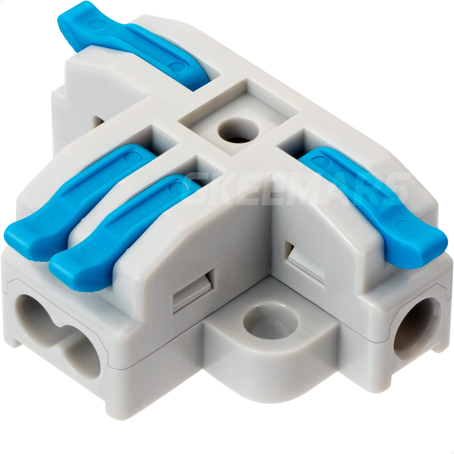 GKEEMARS 20Pcs 4-Way T Tap Wire Connectors - Quick Splice Push-in Electrical Connectors for AWG 24-12 Gauge Wires (Blue) - Ideal for Automotive, Home Wiring & DIY Electrical Projects
