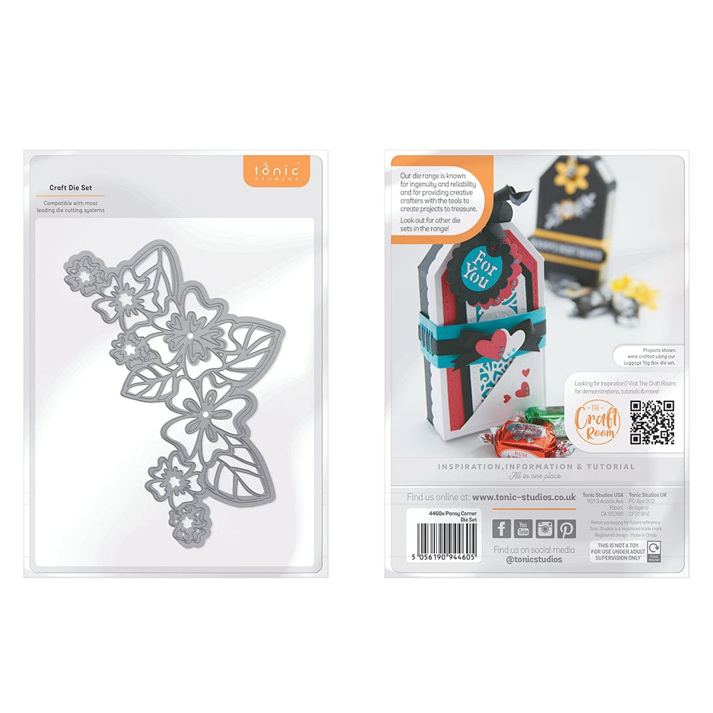 Tonic Studios Pansy Corner Die Set 4460E - Floral Scrapbooking & Card Making Dies for DIY Craft Projects