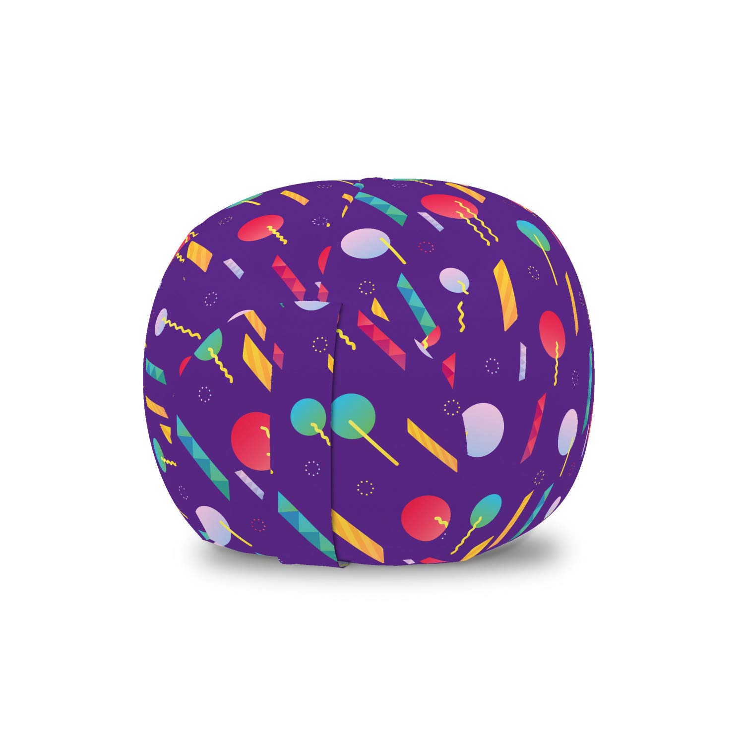 Ambesonne Colorful Storage Toy Bag Chair - Modern Abstract Geometric Design with Circles, Washable Stuffed Animal Organizer for Kids Room, Small Multicolor Storage Solution | Perfect for Playroom Organization, Nursery Decor & Kids Bedroom Storage