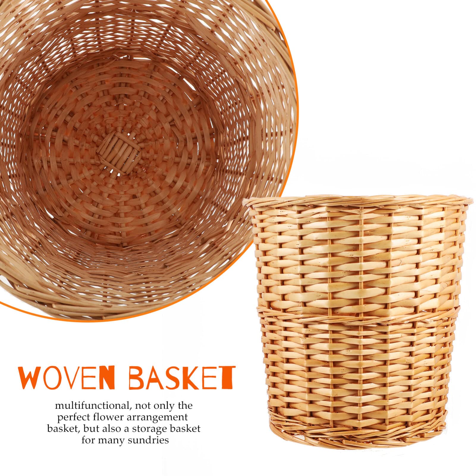 Gatuida Wicker Storage Basket - Handwoven Decorative Waste Bin for Bedroom, Kitchen & Office | Eco-Friendly Paper Trash Can with Lid | Perfect for Home Organization & Desktop Decor