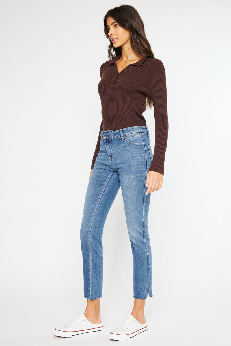 Nava High Rise Slim Straight Leg Jeans for Women - Stretchy Denim Pants with Comfortable Fit - Perfect for Casual Wear, Office & Date Night