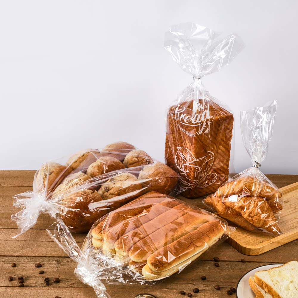 50 Pack Clear Plastic Bread Bags with Ties - 8” x 4” x 18” Loaf Bags for Homemade Bread, Sourdough, Bakery Food Storage & Freshness - Perfect for Home Bakers, Artisan Breads & Food Preservation