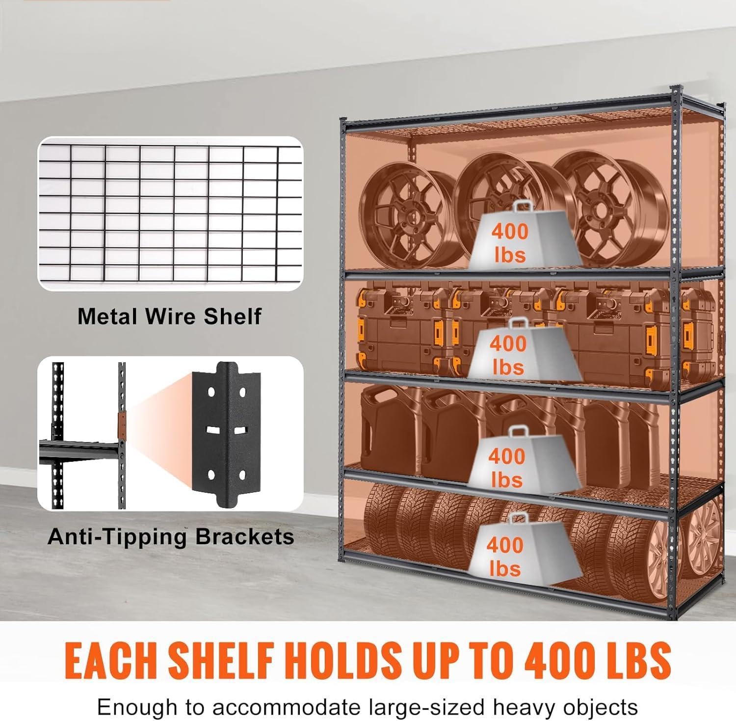 5-Tier Heavy Duty Garage Shelving Unit - 60
