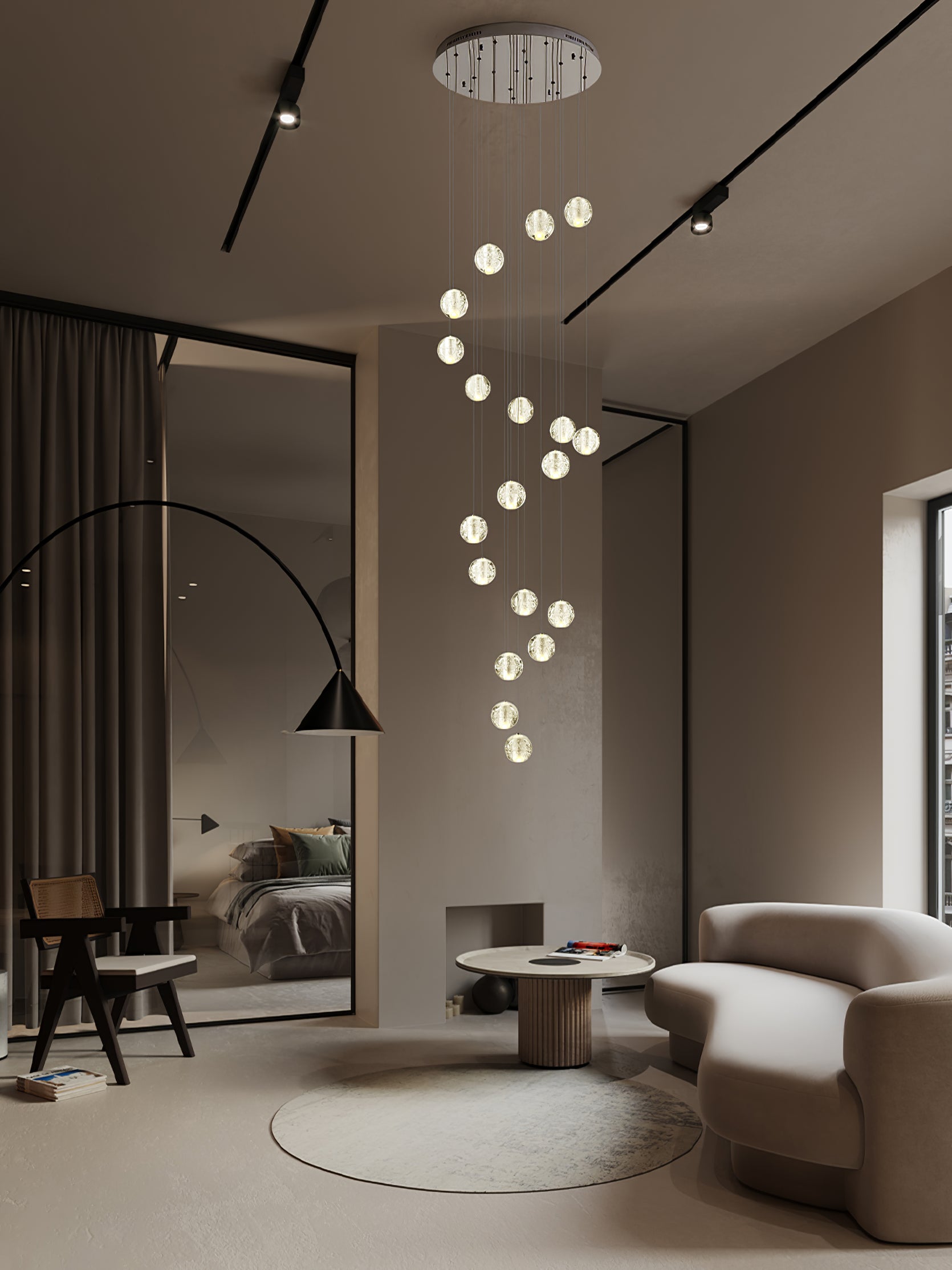 Elegant Ball Crystal Pendant Light - Modern Chandelier for Dining Room, Bedroom & Living Room Decor - Dimmable LED Hanging Light Fixture