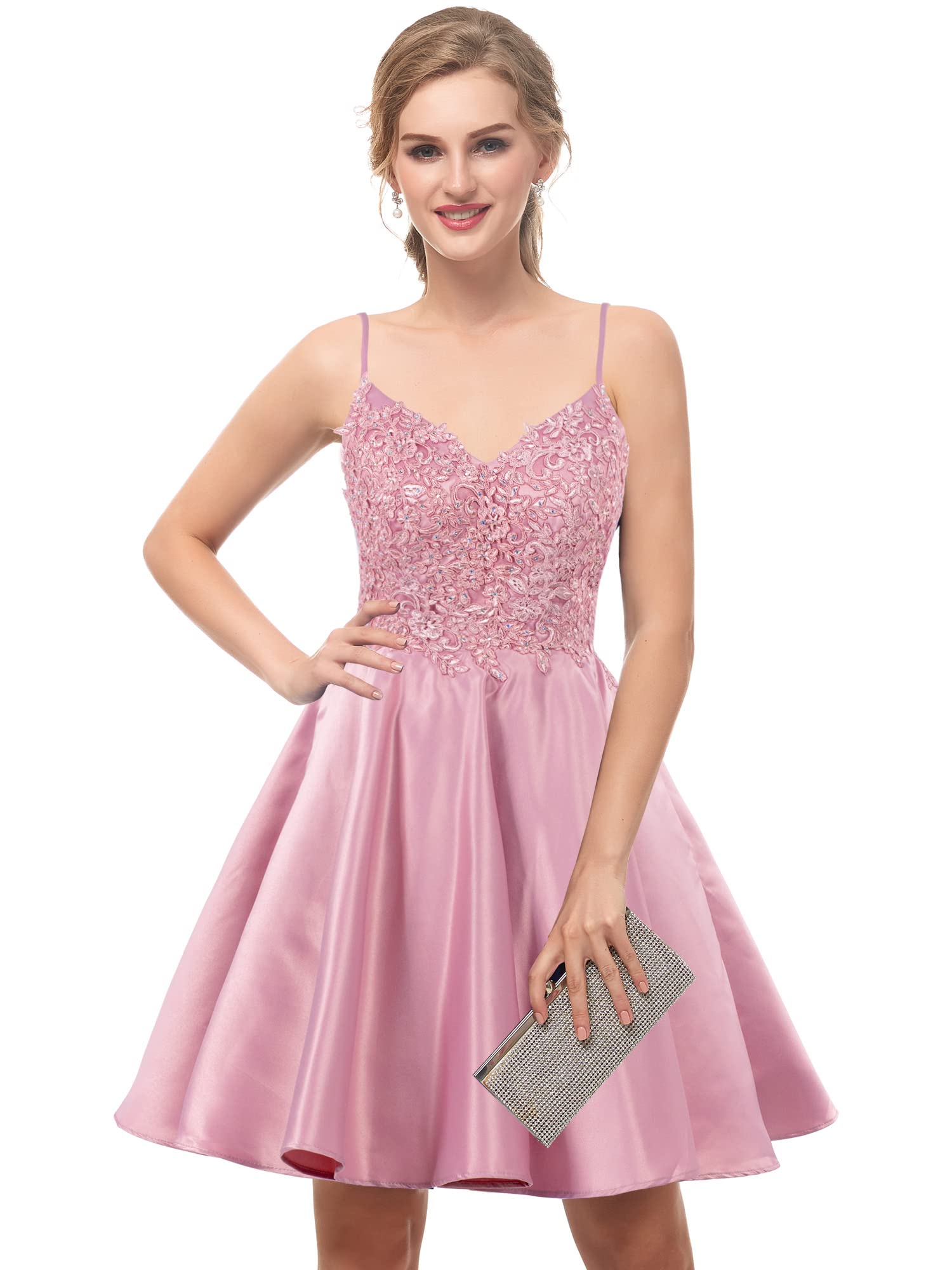 2025 Prom Dresses for Juniors | Short A-Line Homecoming Dresses with Pockets | V-Neck Party Gowns for Graduation & Formal Events | Perfect for School Dances, Weddings & Special Occasions