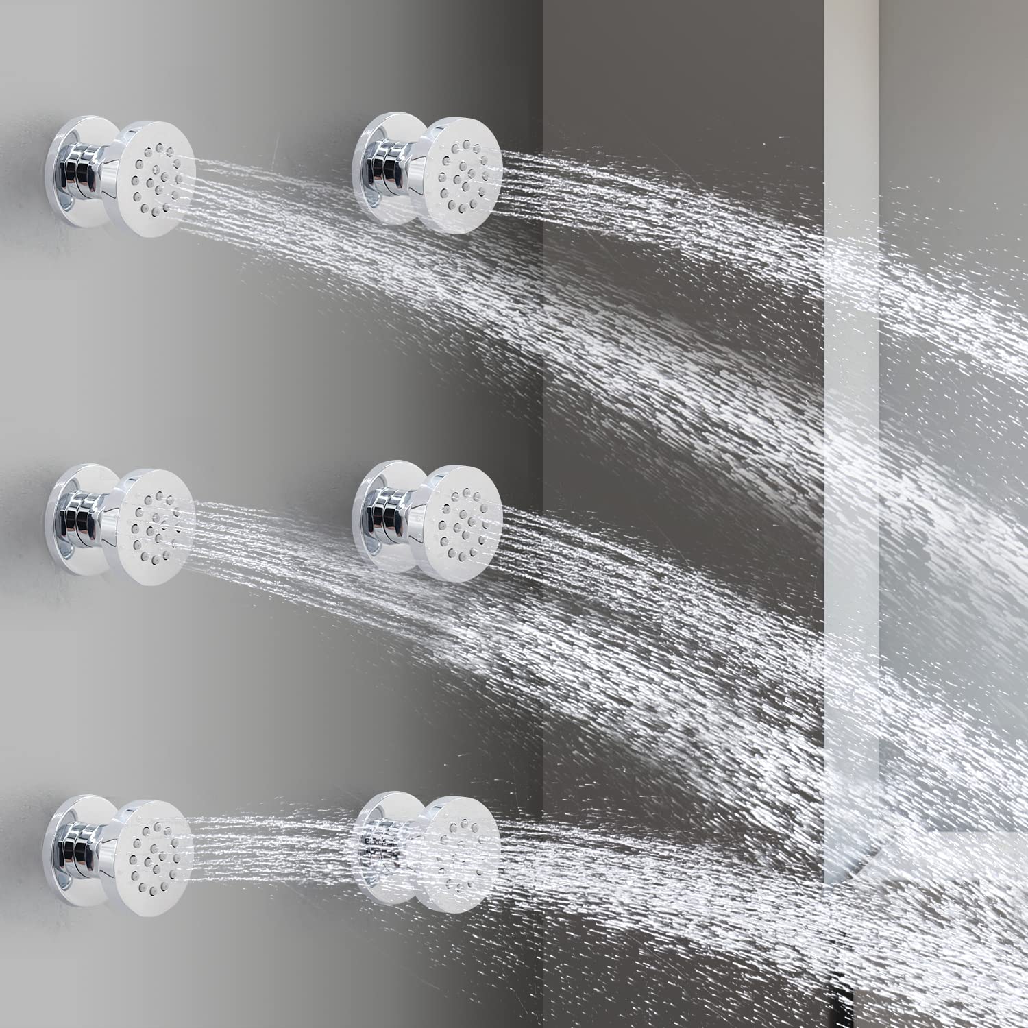 Homedec® 6-Pack Brass Round Body Spray Jets for Concealed Shower - High Pressure Massage Nozzles for Spa, Bathroom, and Luxury Shower Systems - Perfect for Home Relaxation and Hydrotherapy