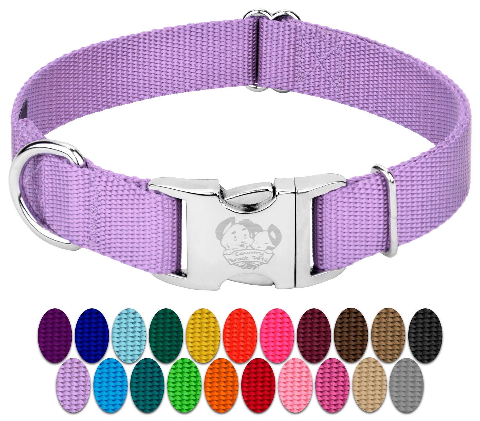 Premium Nylon Dog Collar with Metal Buckle for Small, Medium & Large Breeds - 30+ Vibrant Colors (XL, 1