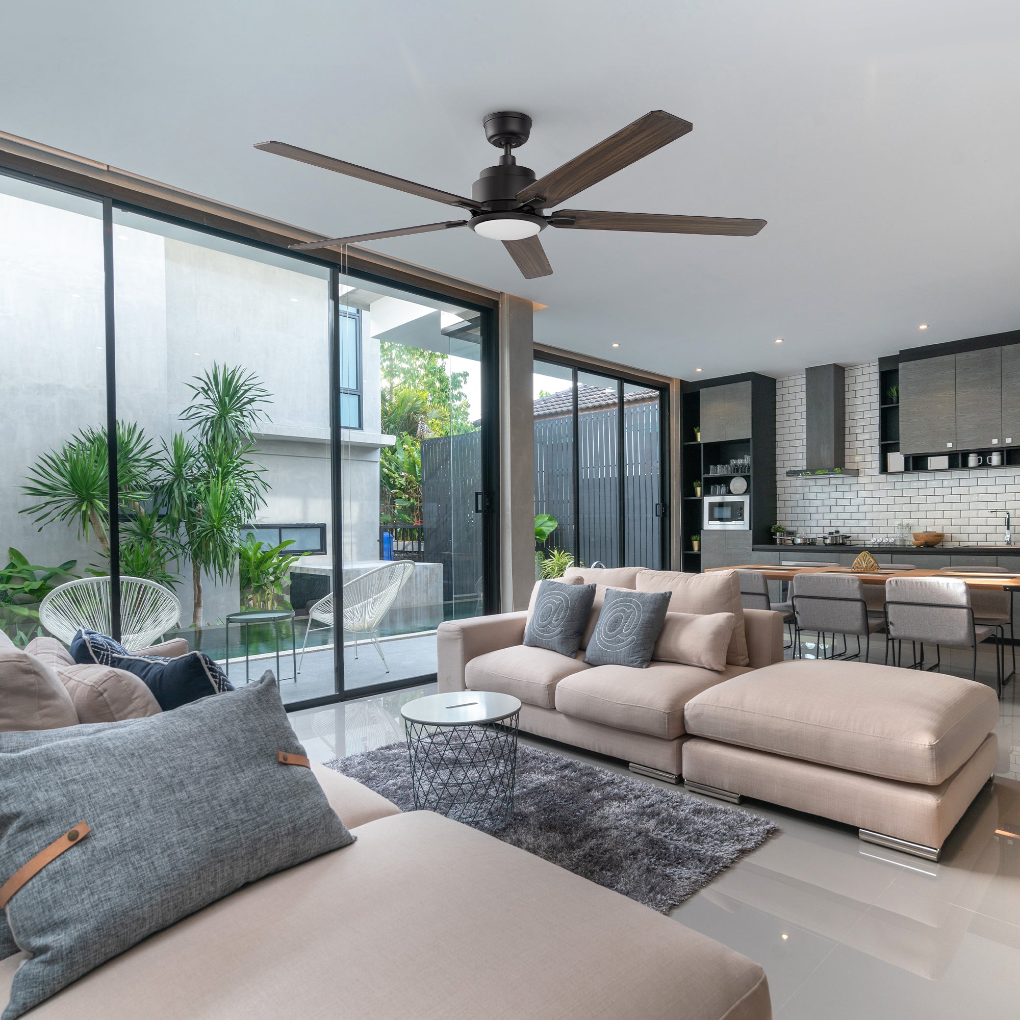 Essex II Smart Ceiling Fan with LED Light and Remote Control - 60 Inch Indoor/Outoor Use for Bedroom, Living Room, Patio & Covered Porch