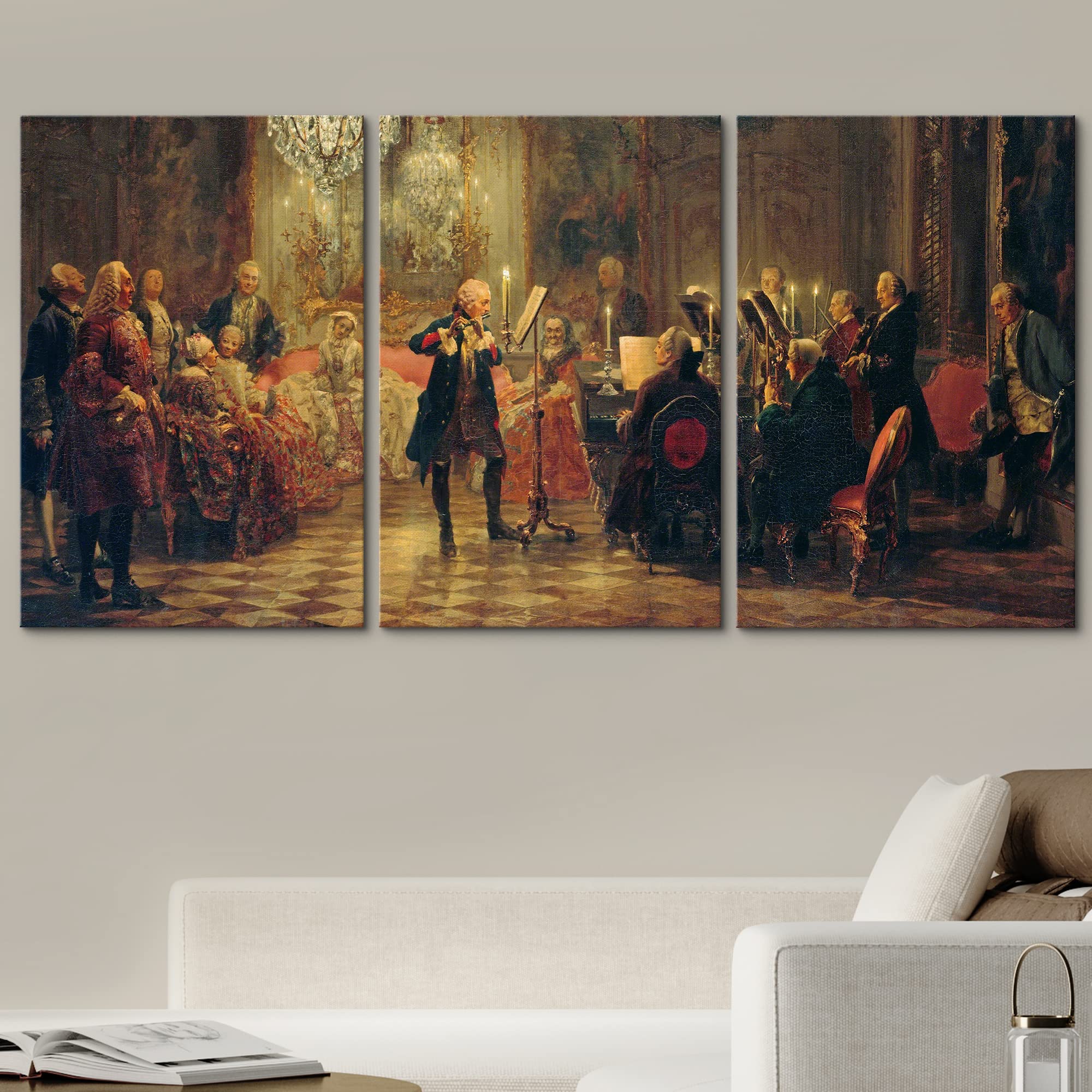 Adolph Menzel Frederick the Great Concert Oil Painting Reproduction - Premium Canvas Wall Art Set (24