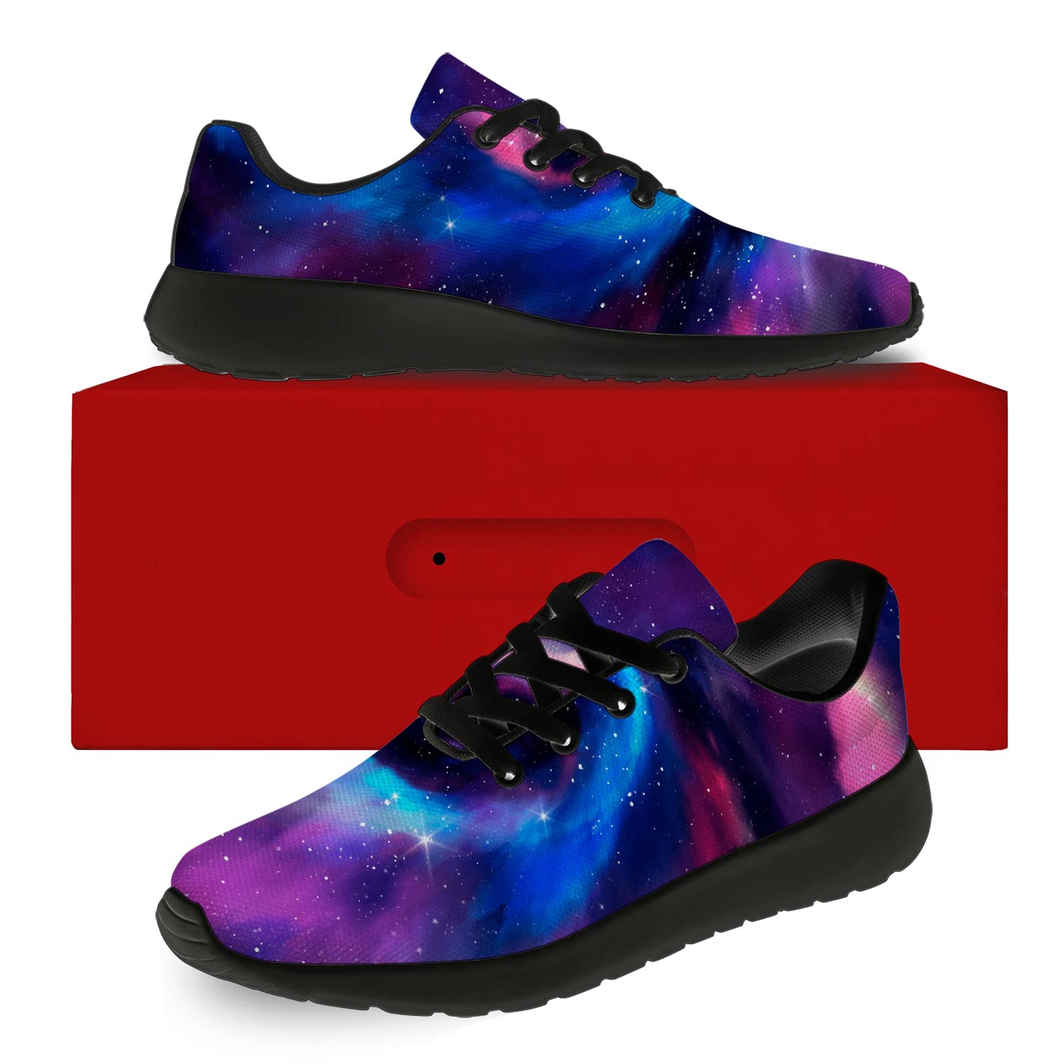 Men's & Women's Galaxy Print Running Shoes - Pink Purple Space Design Sneakers for Walking, Tennis & Casual Wear - Size 11 Men/13 Women Black - Perfect Gifts for Boys & Girls | Ideal for Jogging, Gym Workouts & Everyday Fashion