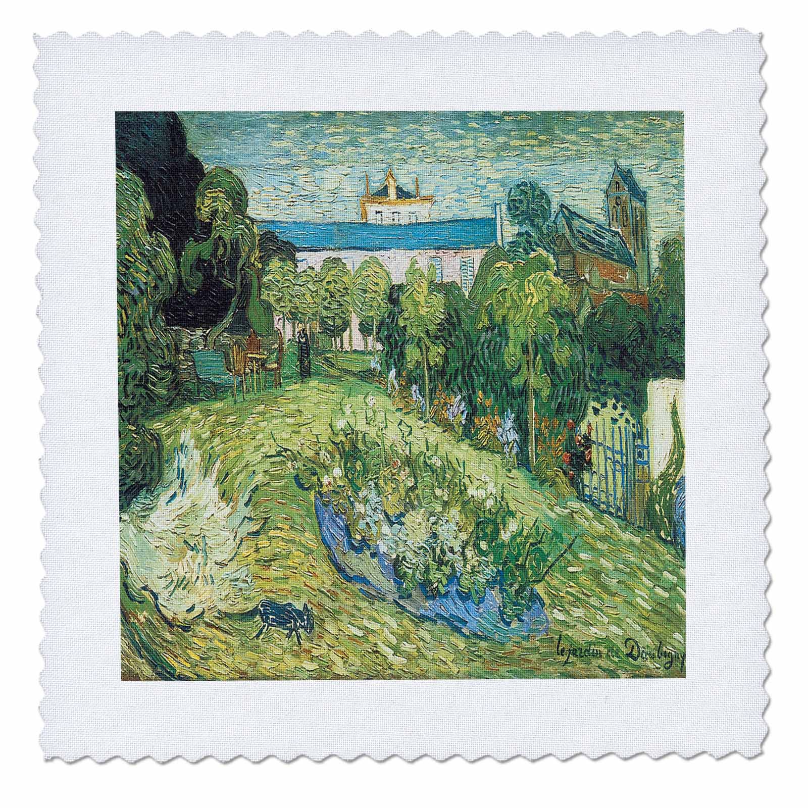 3dRose Vincent Van Gogh Daubingys Garden Quilt Square - 6x6 Inch Art Patch for DIY Quilting, Home Decor & Craft Projects