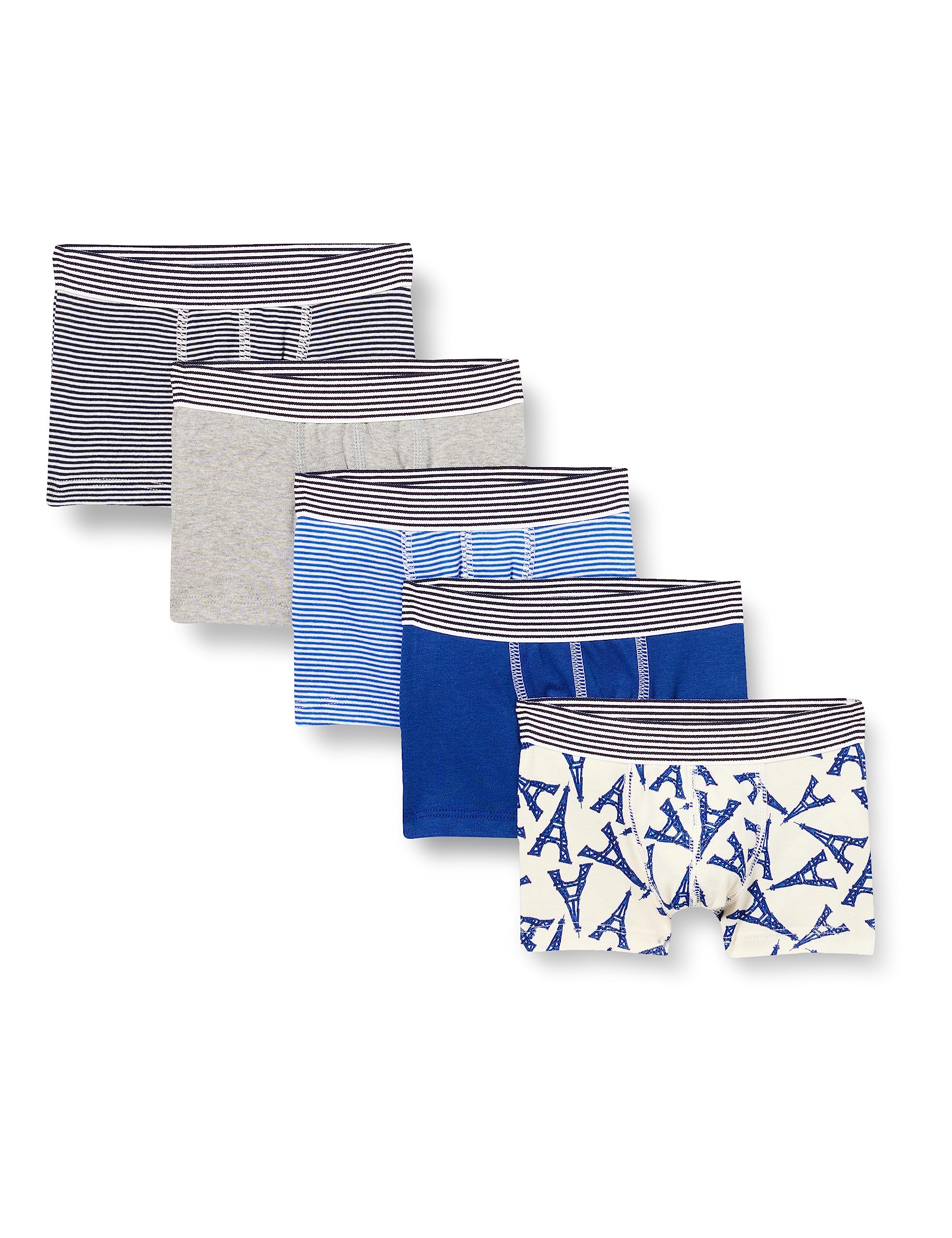 Petit Bateau Boys' Cotton Boxer Shorts 5-Pack - Soft & Breathable Underwear for Kids Ages 2-12 - Perfect for School, Play & Everyday Comfort