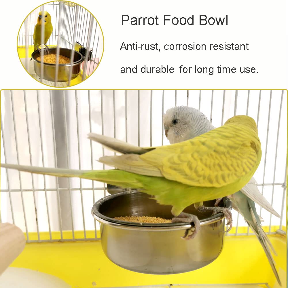 2PCS Bird Feeding Dish Cups - Parrot Food Bowl Clamp Holder for Cage, Coop Cup - Perfect for Parakeets, African Greys, Conures, Cockatiels, Lovebirds & Budgies - Ideal for Feeding & Watering in Bird Cages & Aviaries