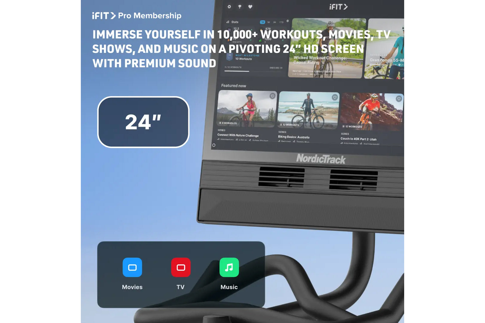 NordicTrack NEW S24 Studio Bike - Premium Indoor Cycling Bike for Home Workouts - Perfect for Cardio, HIIT & Spin Classes