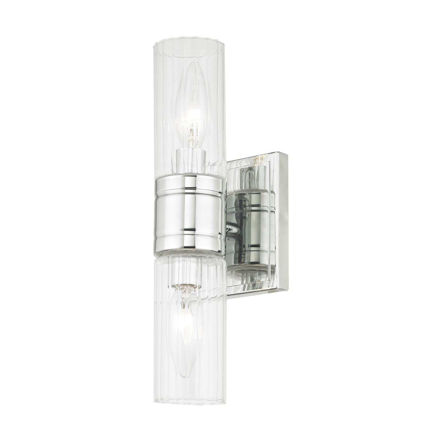 Livex Lighting 50692-05 Midtown 2-Light Chrome Bathroom Vanity Light Fixture for Modern Home Decor - Perfect for Bathroom, Powder Room & Dressing Area Lighting
