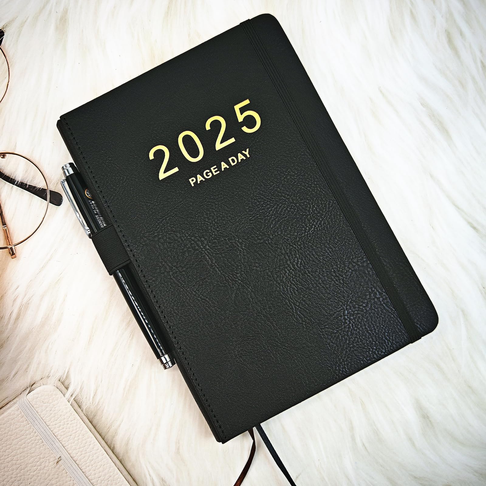2025 A5 Daily Planner - Jan to Dec, Day Per Page Productivity Organizer with Colorful Monthly Tabs & Inner Pocket, 5.9