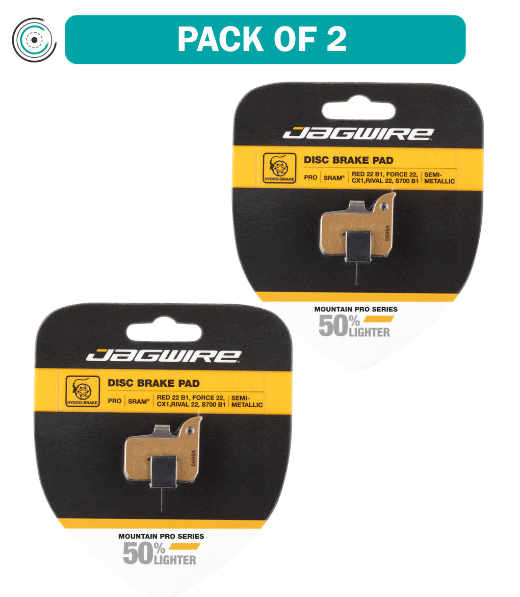 2 Pack Jagwire Pro Alloy Backed Semi-Metallic Disc Brake Pads - Compatible with SRAM Red 22 B1 | High-Performance Bicycle Brake Pads for Road & Mountain Bikes | Durable Braking for All Weather Conditions