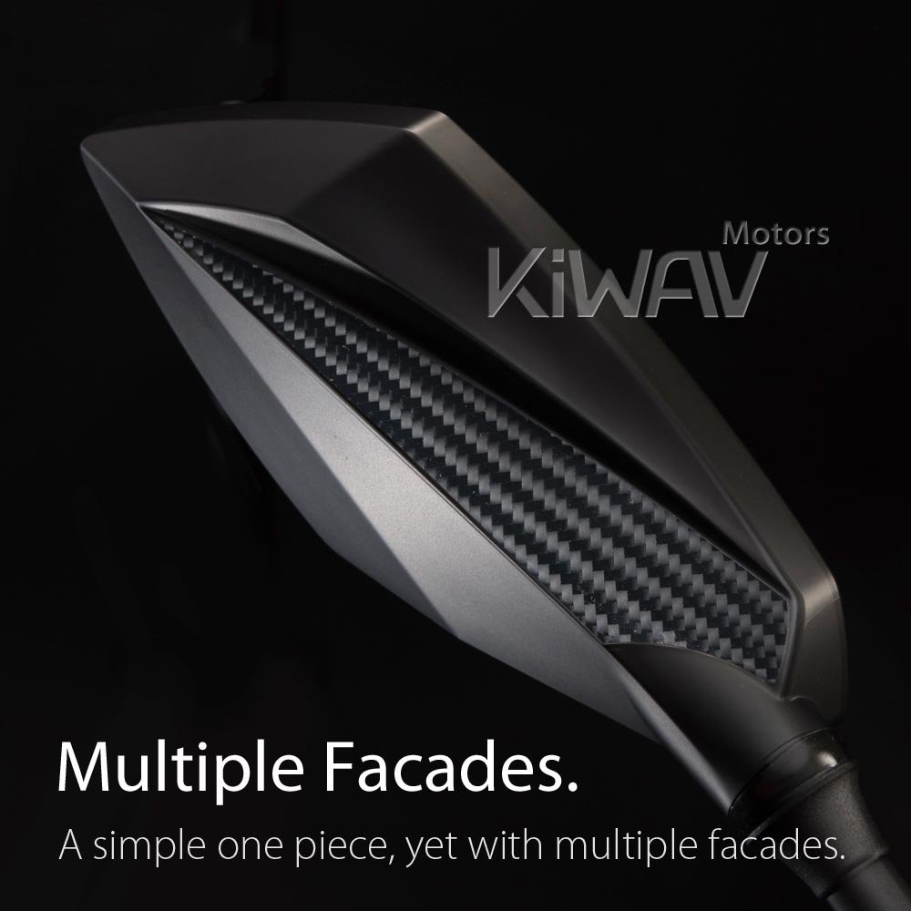 KiWAV Universal Black Carbon Pattern Rear View Side Mirrors - Adjustable Convex 10mm & 8mm for Motorcycles, Choppers, Bobbers, Cafe Racers, Scooters, E-bikes & ATVs - Perfect for Custom Projects & Enhanced Road Safety