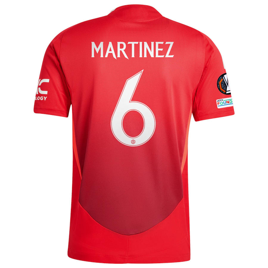 Authentic Adidas Manchester United Lisandro Martinez Home Jersey 2024/25 - Europa League Patches (MUFC Red/Bright Red) - Official Football Shirt for Fans, Games & Matchdays
