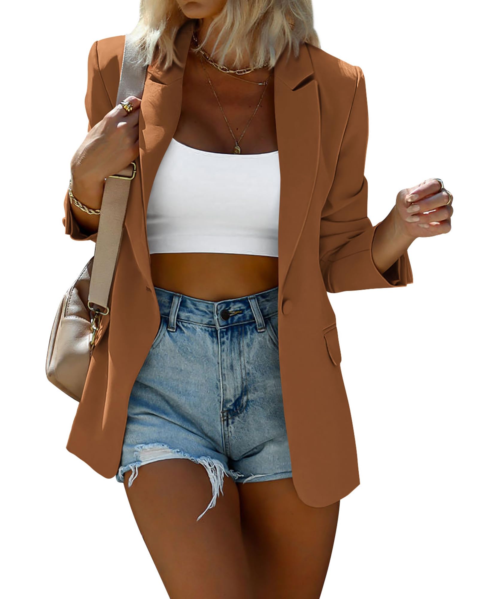 KIRUNDO Women's Blazer Jacket - 2025 Spring/Fall Business Casual Long Sleeve Button Front Suit Jacket with Pockets | Office Wear, Professional Attire & Work Clothes for Women
