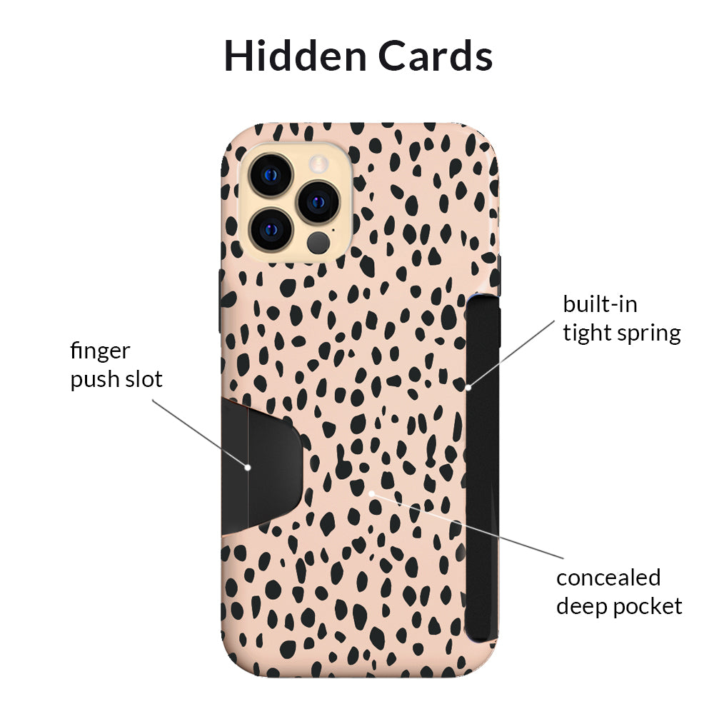 Spotted Cheetah Print iPhone Wallet Case - Slim Protective Phone Cover with Card Holder for iPhone 13/14/15 Pro Max | Perfect for Travel, Shopping & Everyday Use