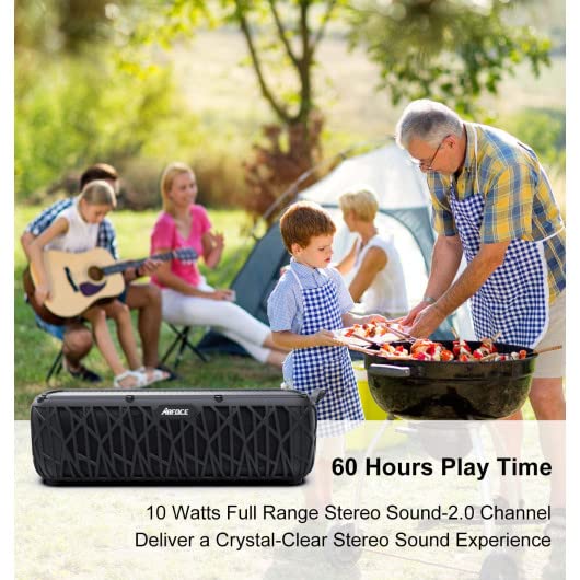 ABFOCE Solar Bluetooth Speaker - IPX6 Waterproof, 60H Playtime, 5000mAh Battery, LED Lights - Portable Wireless Outdoor Speaker for Travel, Beach, Pool, Camping & Shower - Perfect for Parties, Hiking & Backyard BBQs