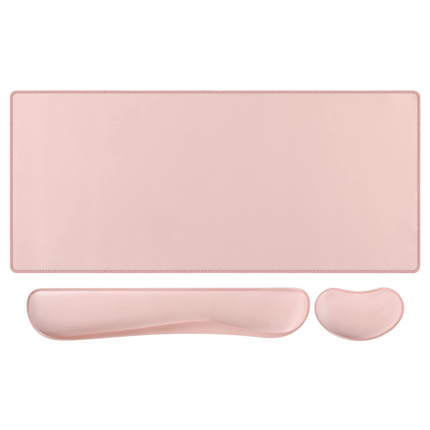iCasso 3-in-1 Ergonomic Gaming Desk Mat Set - Extra Large 35.4x15.7 Inch Keyboard Mouse Pad with Wrist Rest Support - Ultra Thick Comfort for Typing & Pain Relief - Perfect for PC Gaming, Office Work & Home Computer Setup (Pink)