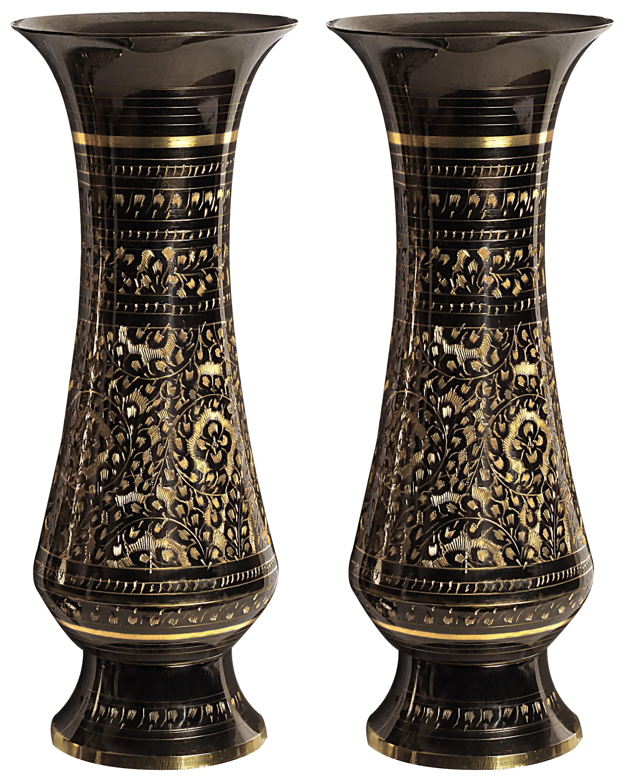 Handmade Realistic Brass Floral Engraved Vase - Elegant Home Decor Gift for Collectors, Wedding Centerpiece & Tabletop Display - CP1575402