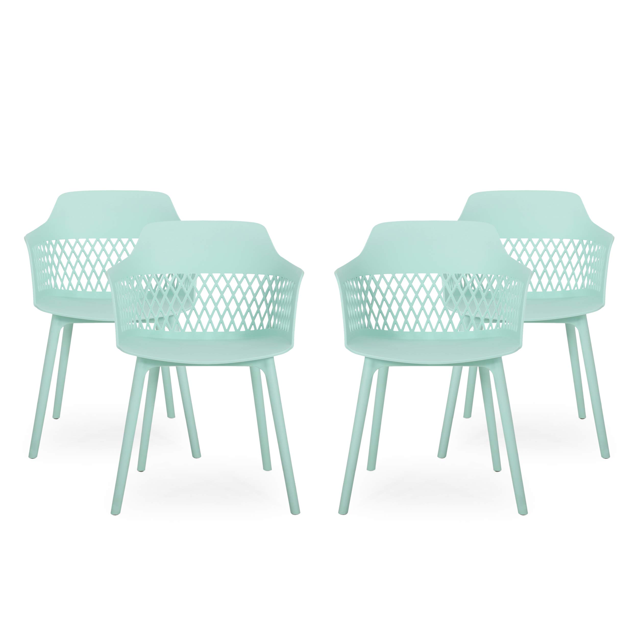 Christopher Knight Home Madeline Outdoor Dining Chairs (Set of 4) - Mint Green Patio Furniture for Garden, Poolside & Backyard Dining - Weather-Resistant Wicker Bistro Chairs
