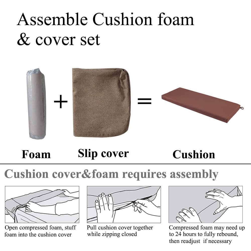 Waterproof Outdoor Bench Cushion 60x18 Inch - Garden, Porch & Patio Furniture Seat Pad for Swing, Chair & Window Seat - All-Weather Comfort for Backyard, Deck & Poolside Relaxation