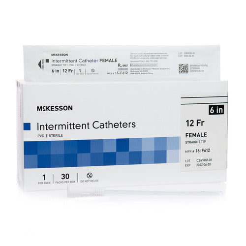 McKesson Straight Tip Uncoated PVC Urethral Catheter - 6 Inch, Various Sizes - Ideal for Medical Procedures & Home Healthcare Use
