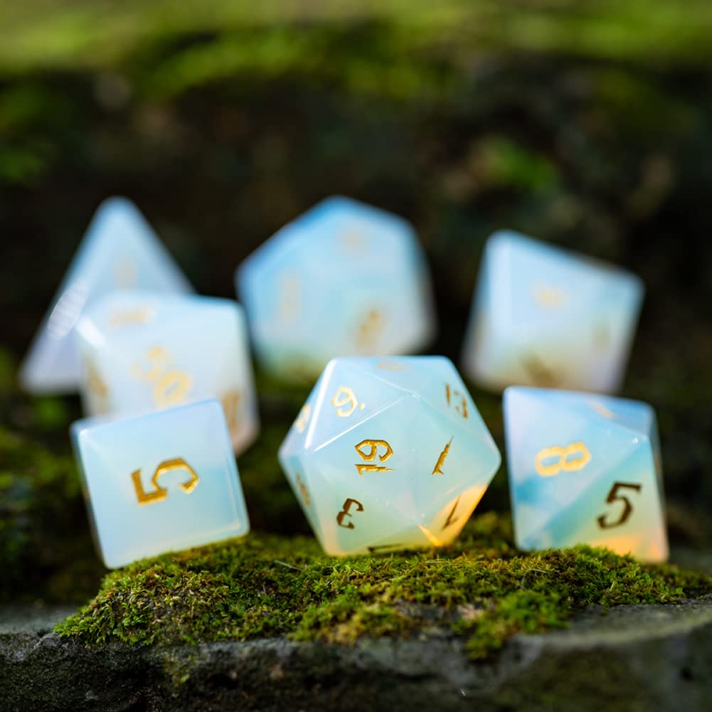 LANGWEI D&D Dungeons and Dragons Dice Set - 7-Piece Opal Polyhedral Dice for Tabletop RPG, TRPG, DND Games | Perfect for D&D Campaigns, Pathfinder, and Role-Playing Adventures