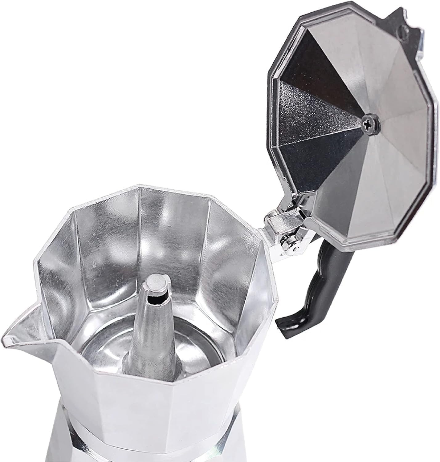 Stovetop Espresso Maker - 1 Cup Italian Moka Pot Coffee Maker, Greca Coffee Maker, Cafeteras, Silver - Perfect for Home, Office & Camping Brewing