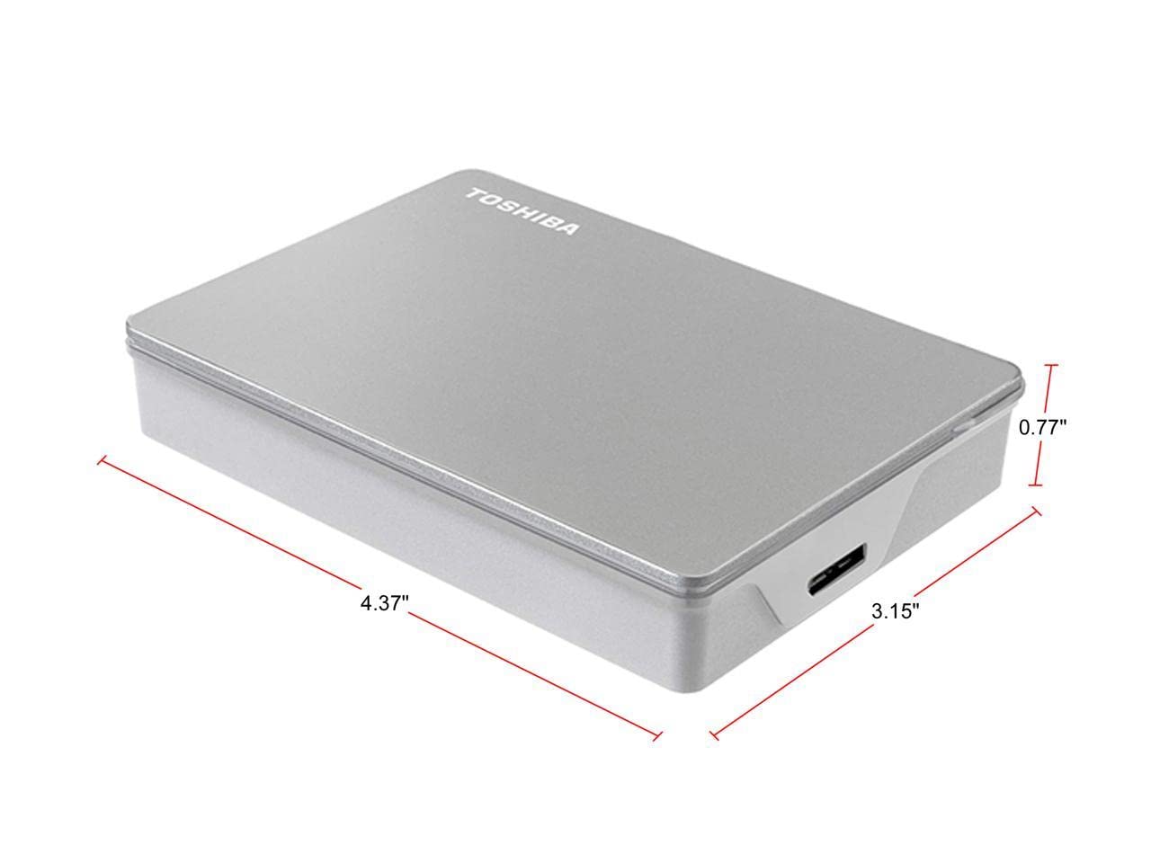 Toshiba Canvio Flex 4TB Portable External Hard Drive USB-C USB 3.0 for PC Mac Tablet - High Speed Storage for Backup, Photos, Videos & Gaming (Silver)